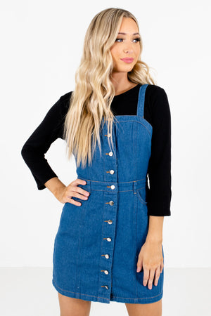 Denim Blue Button-Up Mini Dresses Affordable Online Boutique