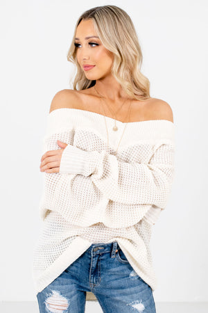 Women's Cream Lightweight Boutique Knit Sweater