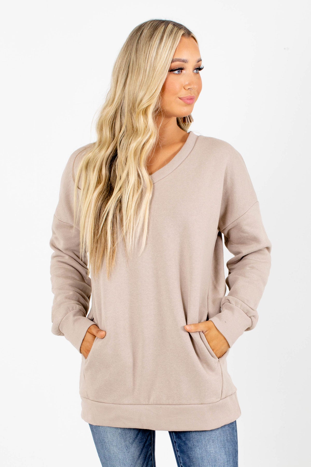 Tan Pullover Sweater Women's Boutique