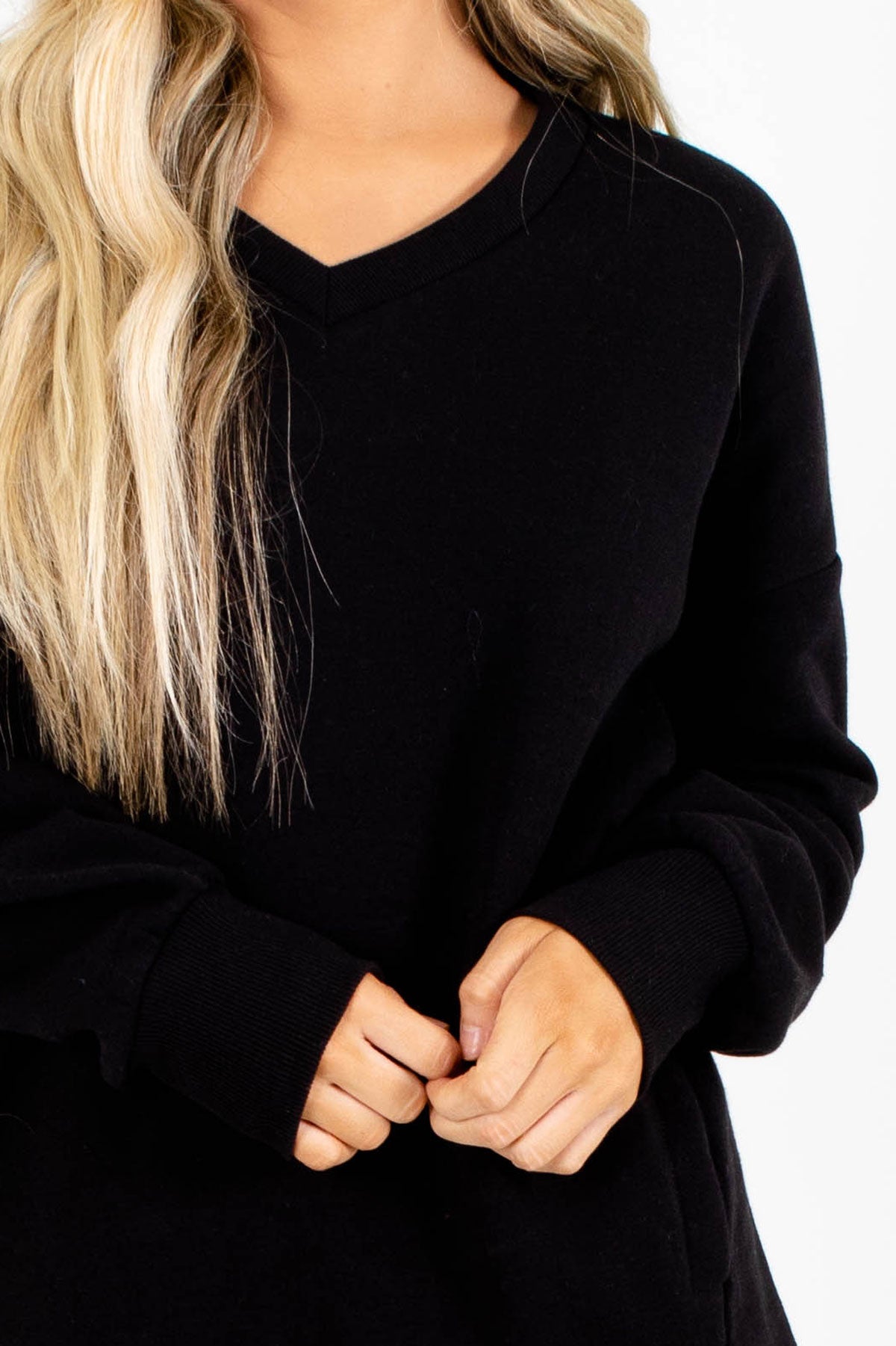 Black V-Neckline Boutique Sweaters for Women