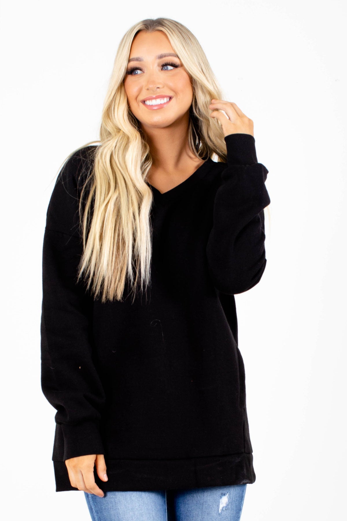 Black Pocket Boutique Sweaters for Women