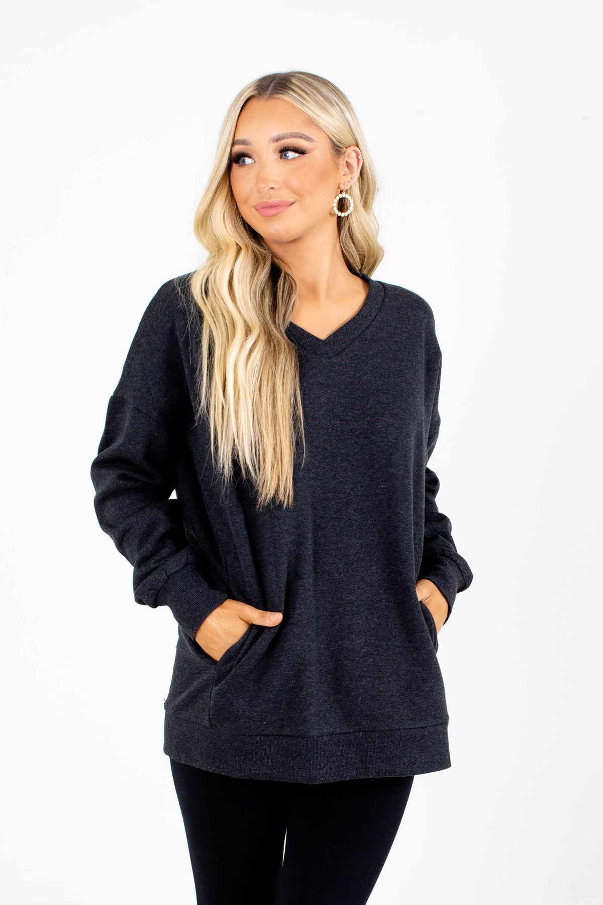 Women's Gray Pullover Boutique Sweater