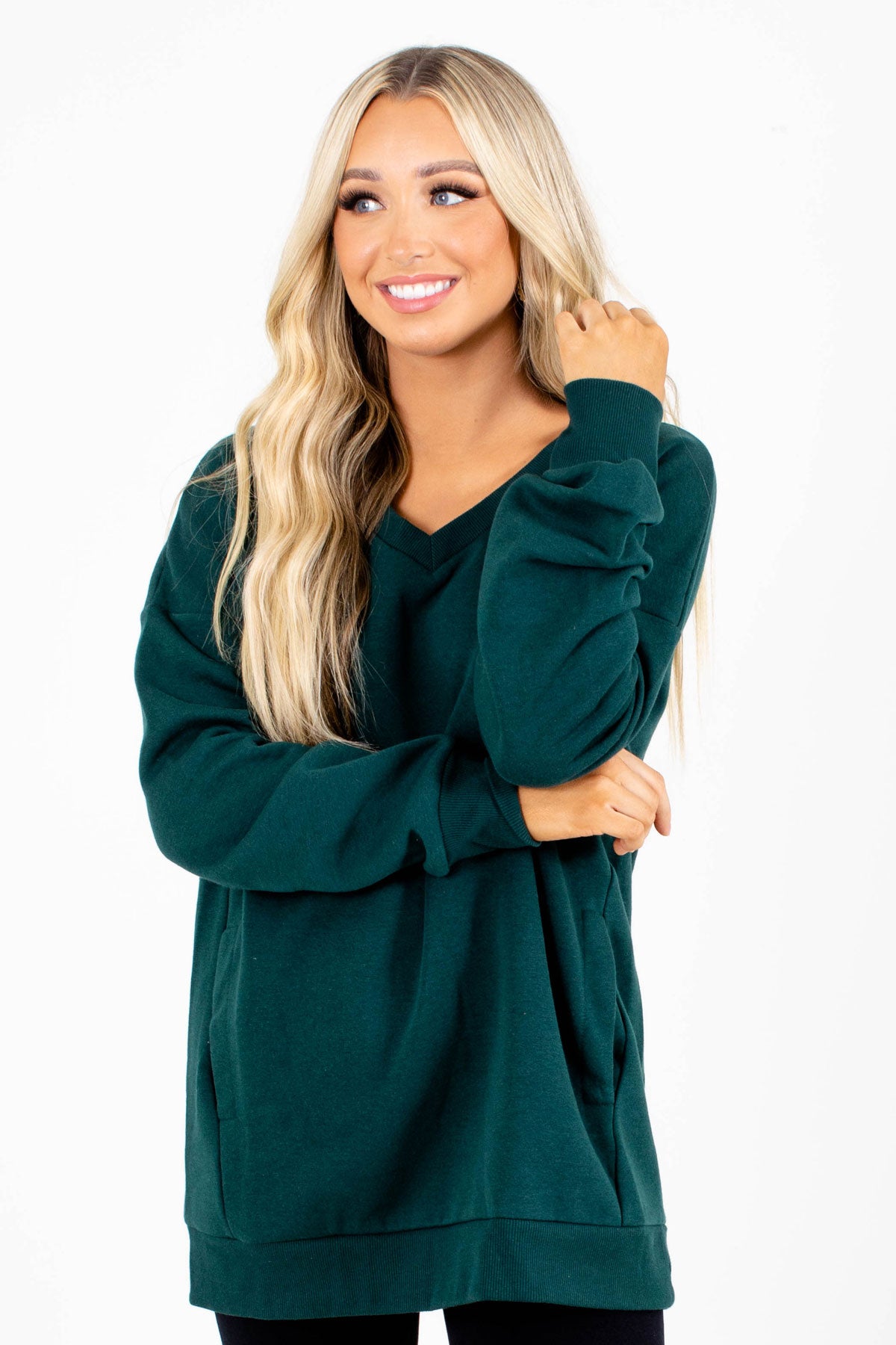 Women's Green V-Neckline Boutique Sweater