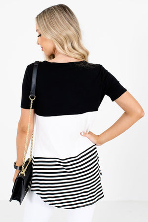 Women’s Black Stripe Patterned Boutique Top