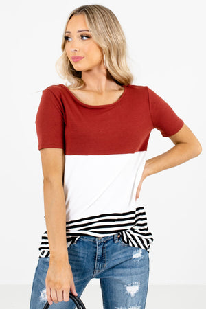Women’s Rust Red Rounded Hem Boutique Tops