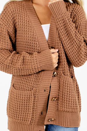 Women's Brown High-Quality Material Boutique Cardigan