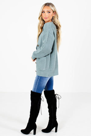 Women's Green Boutique Cardigan with Pockets