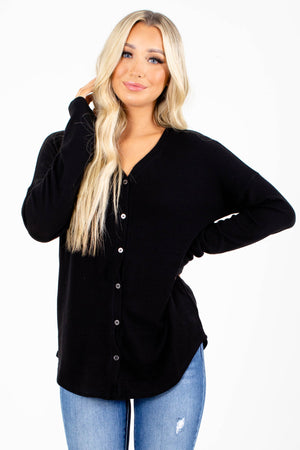 Black Long Sleeve Boutique Tops for Women