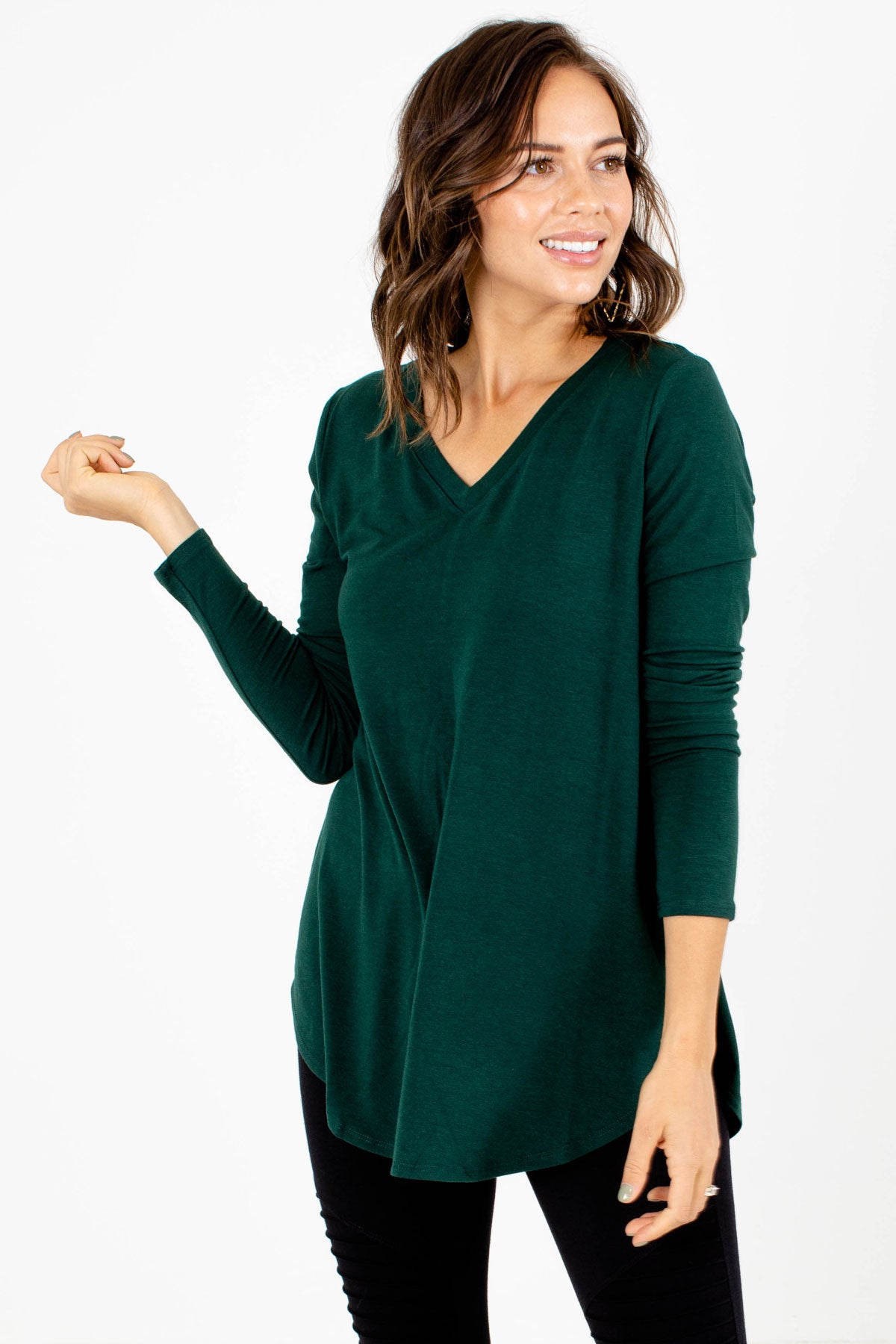 Green Long Sleeve Boutique Tops for Women
