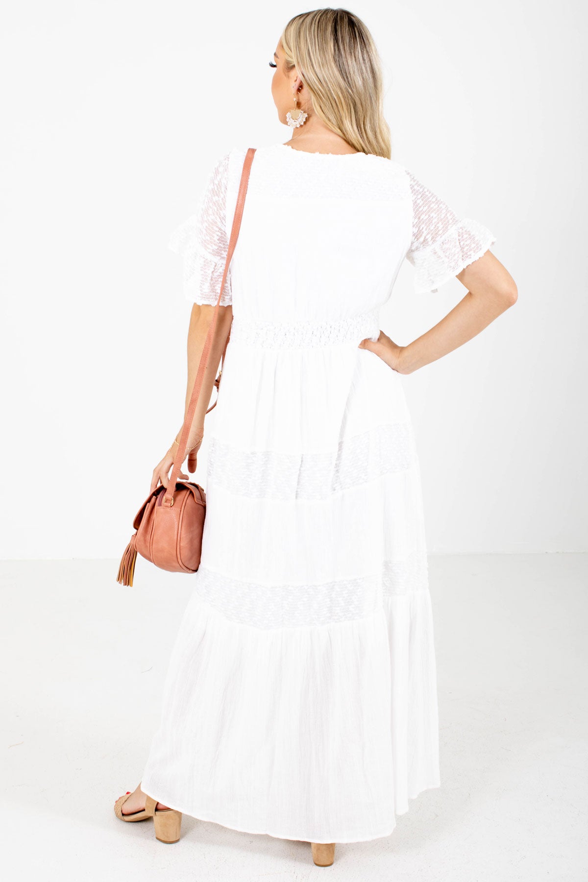 Women's White Fully Lined Boutique Maxi Dress
