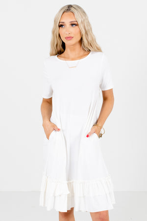 White Knee-Length Boutique Dresses for Women