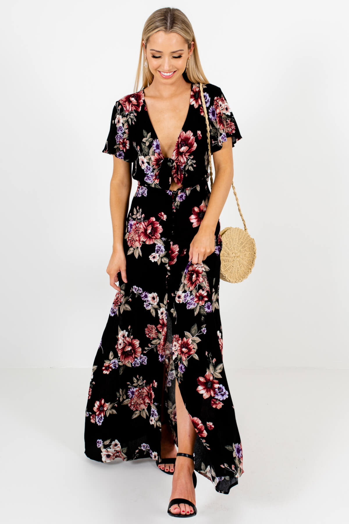 Black Cutout Detail Boutique Maxi Dresses for Women