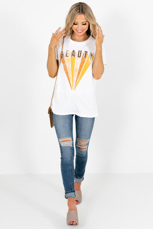 White Cute and Comfortable Boutique Graphic T-Shirts for Women