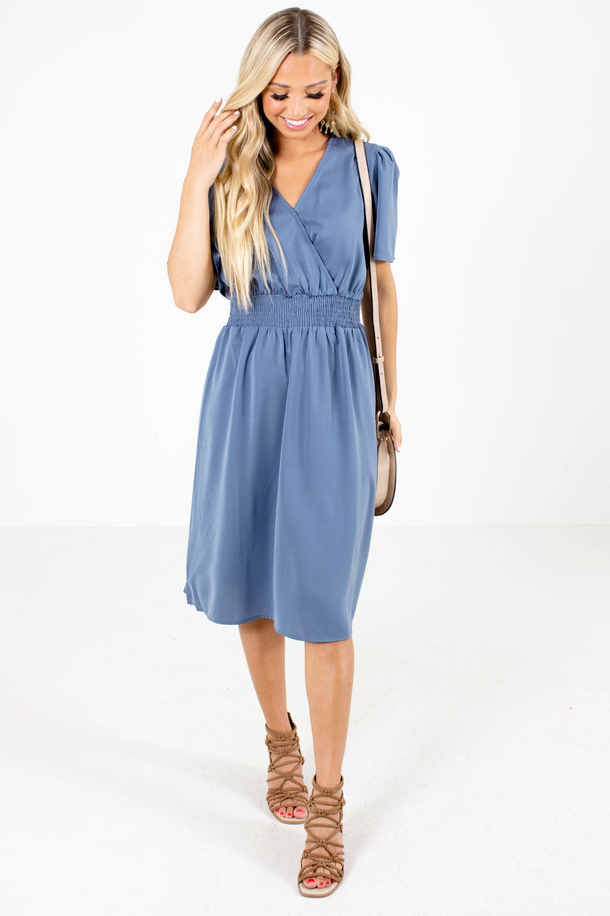 Blue Cute and Comfortable Boutique Knee-Length Dresses for Women