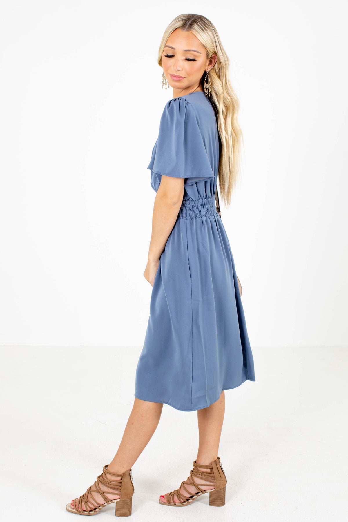 Blue Lightweight Boutique Knee-Length Dresses for Women