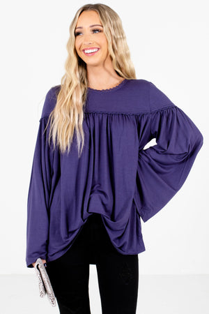 Purple Bohemian Peasant Style Boutique Tops for Women