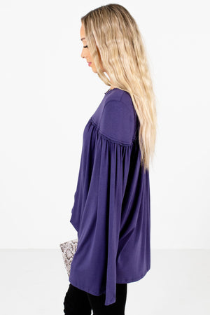 Purple Crochet Lace Accented Boutique Tops for Women