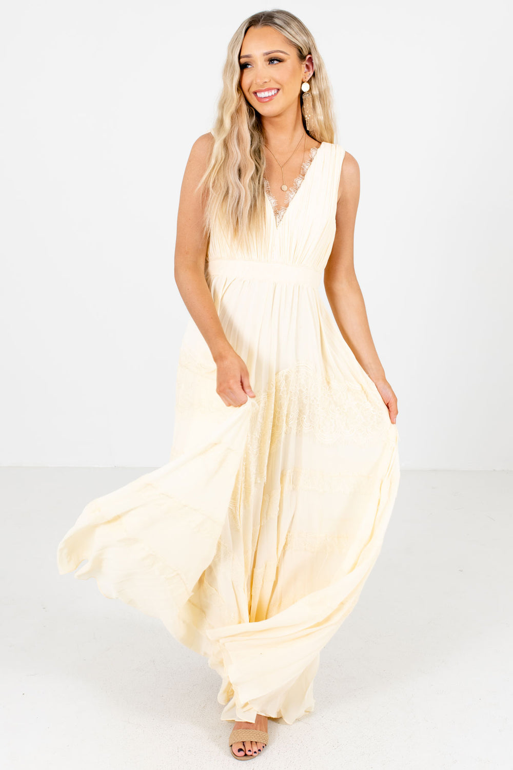 Believe in Me Cream Maxi Dress Boutique Maxi Dresses for Women