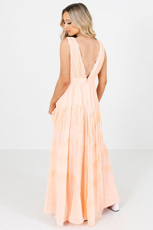 Women's Peach Pink Back Zipper Boutique Maxi Dresses