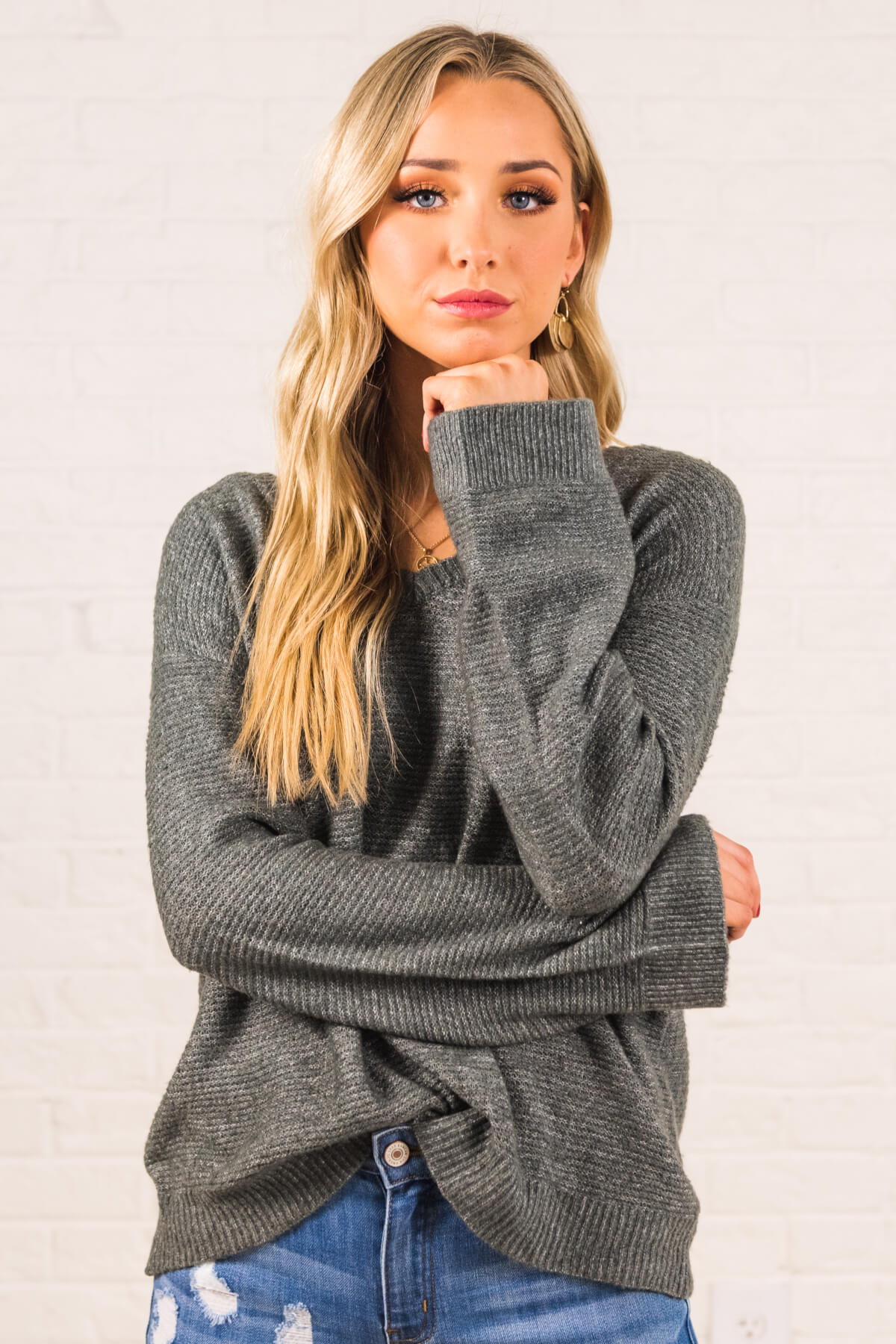 Charcoal Gray Boutique Lightweight Sweaters for Women