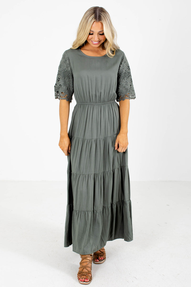 Beneath the Pines Green Tiered Maxi Dress