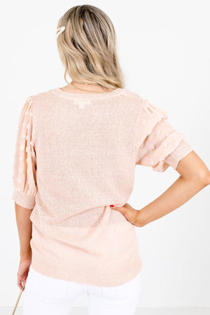 Women's Pink Textured Sleeve Boutique Tops