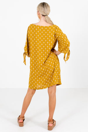 Women's Mustard Split Sleeve Boutique Mini Dress, business casual styles for women