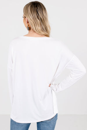 Women's White Long Sleeve Boutique Tops