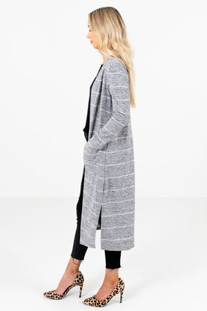 Gray Long Length Boutique Cardigans for Women