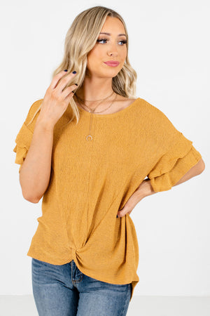 Women's Mustard Yellow Casual Everyday Boutique Tops