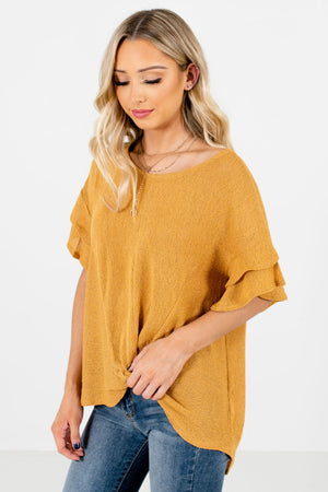 Mustard Yellow Infinity Knot Detail Boutique Tops for Women