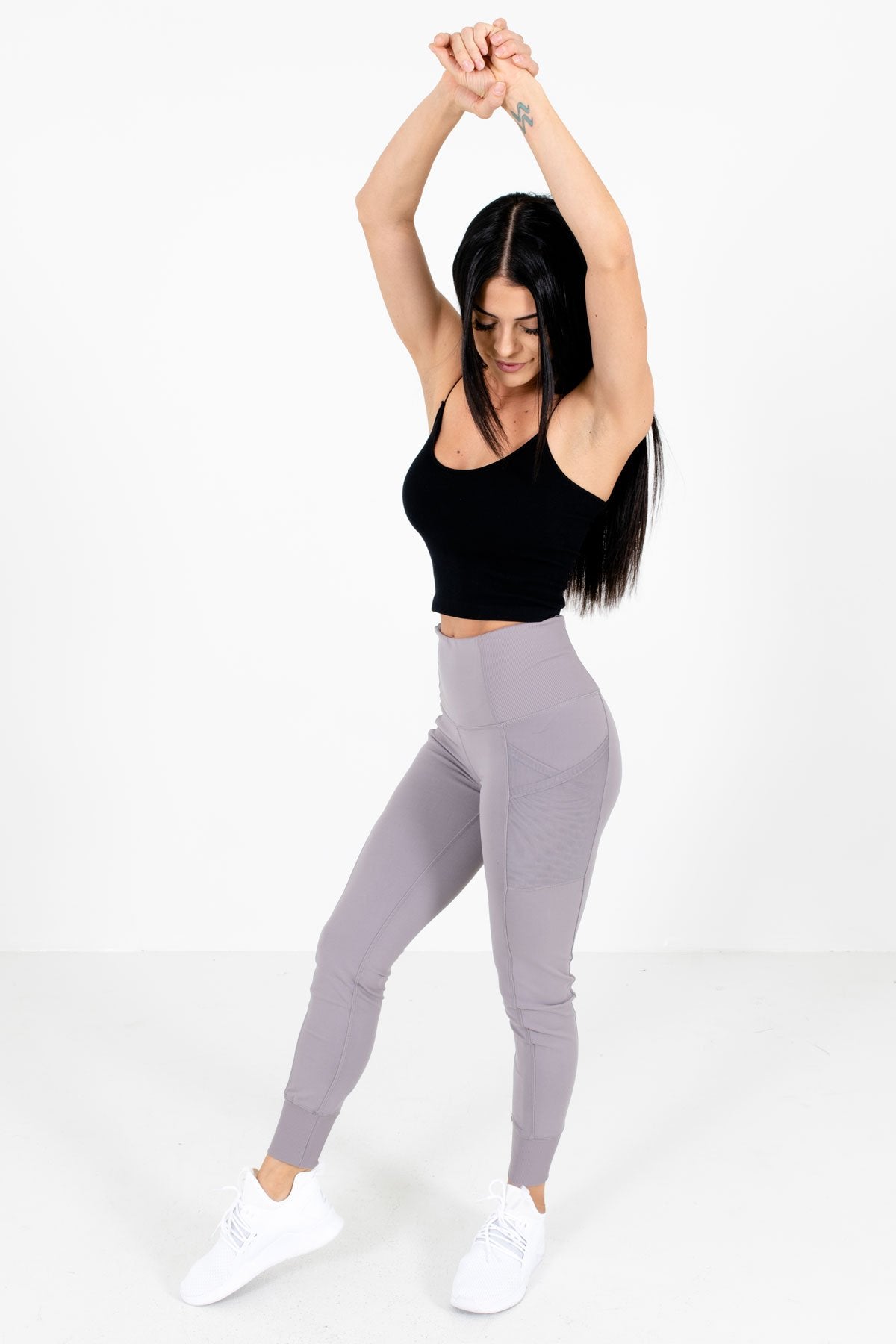Petite Black High Wasited Contrast Gym Leggings