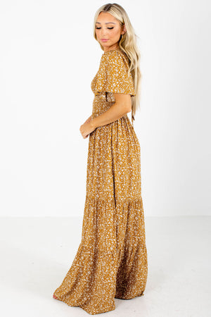 Mustard Yellow Keyhole Back Boutique Maxi Dresses for Women