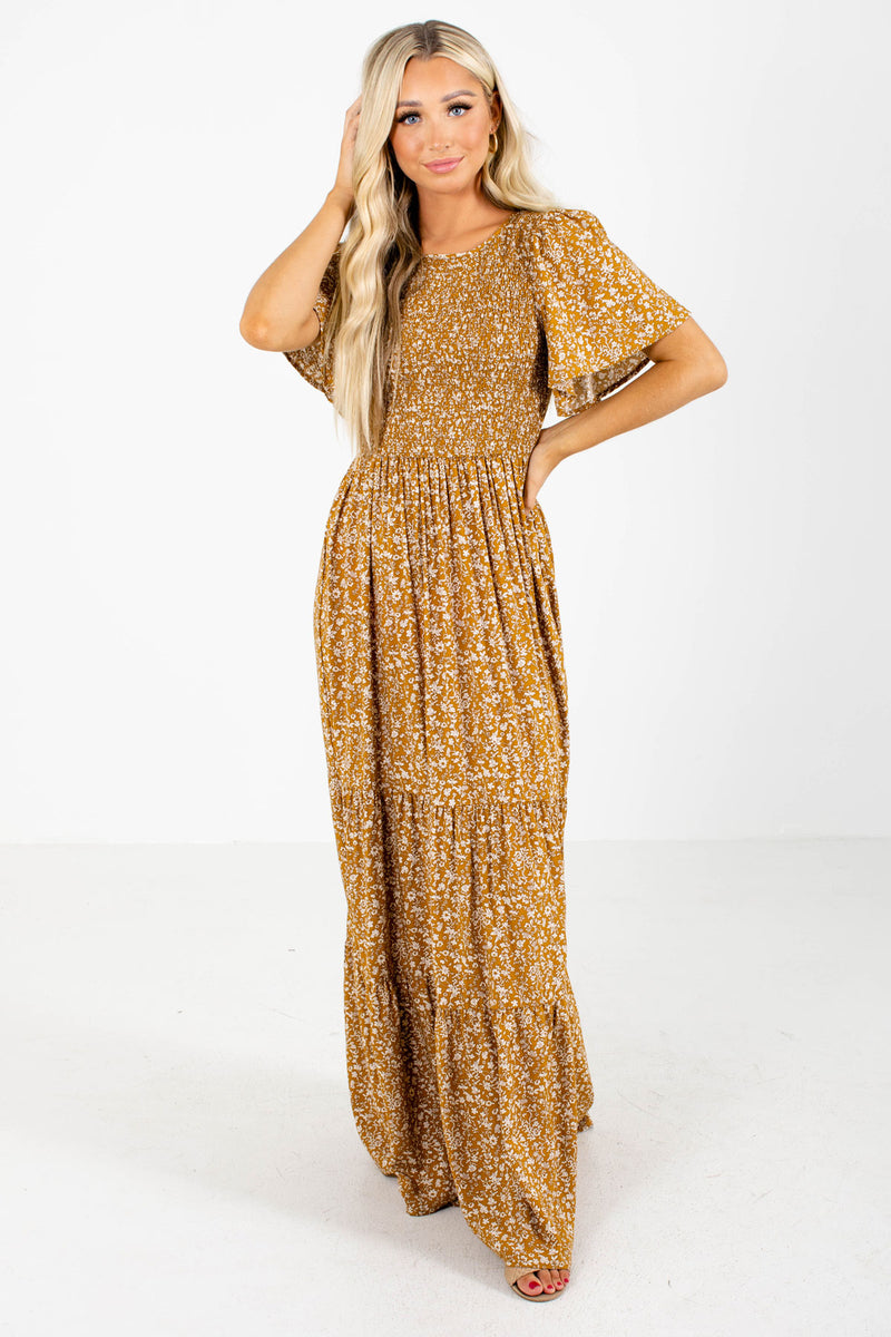 Bloom With Grace Mustard Floral Maxi Dress