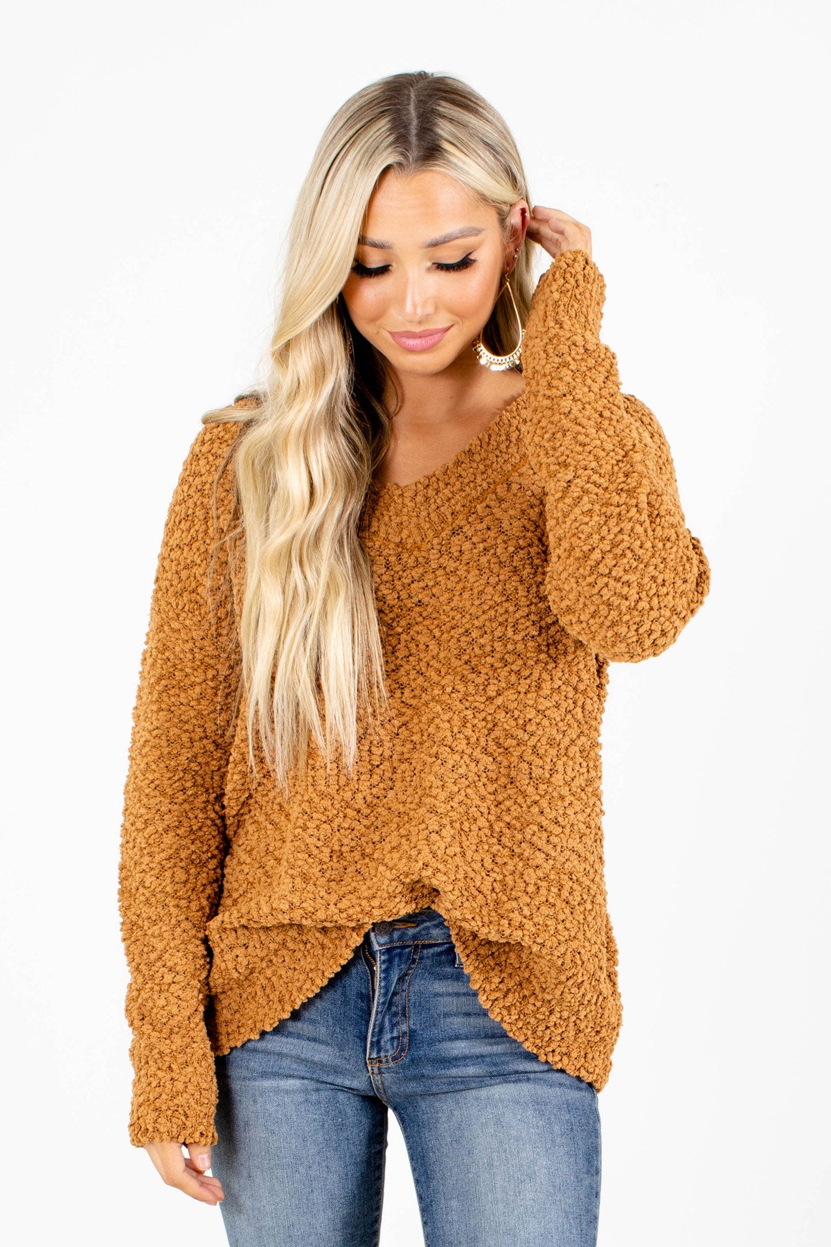 Woman's Brown Knit Sweater Material Boutique for Women