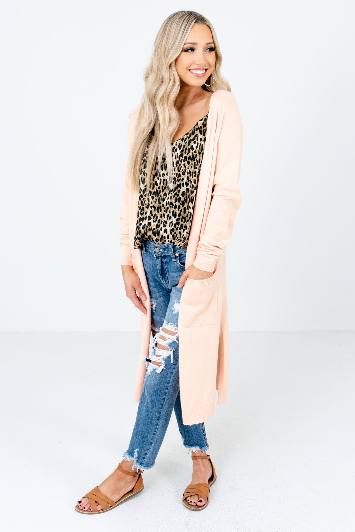 Peach Pink Cute and Comfortable Boutique Cardigans for Women 