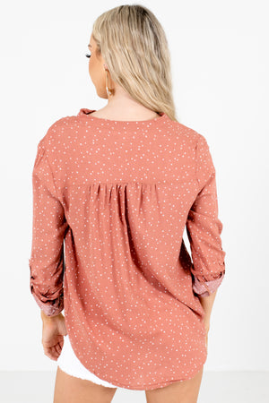 Women's Pink Polka Dot Patterned Boutique Shirt