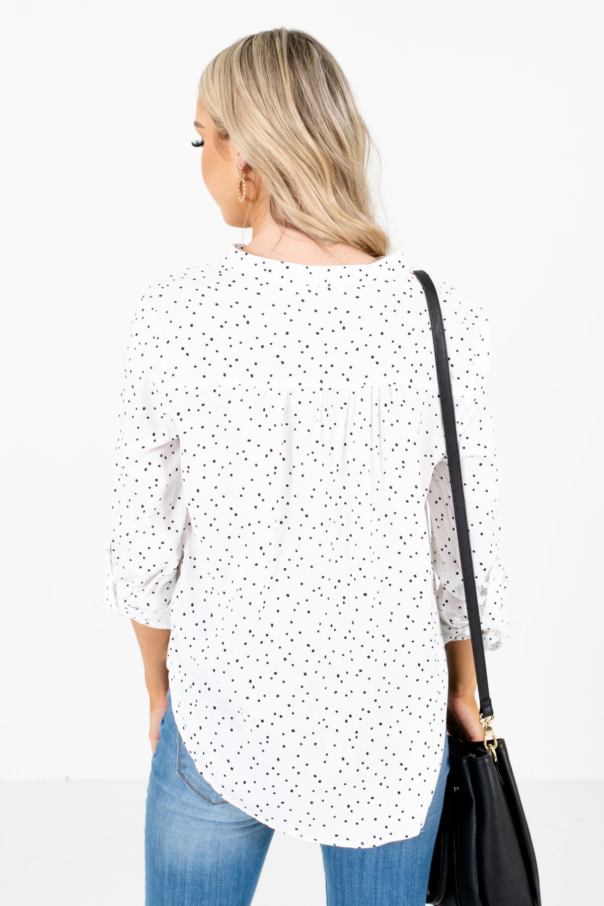 White 3/4 Length Sleeve Boutique Tops for Women