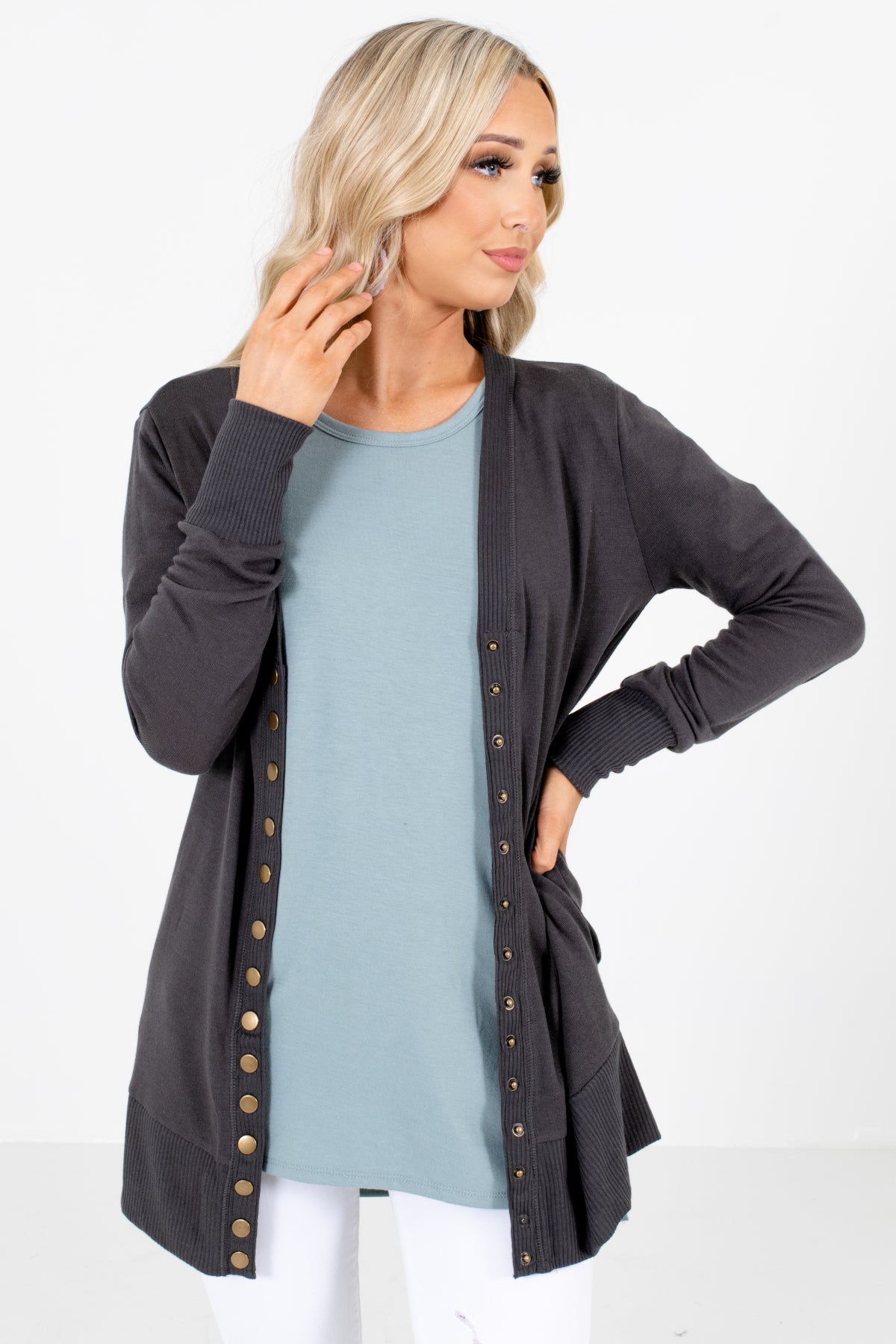 Charcoal Gray Cardigan for Women