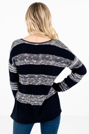Women's Navy High-Low Hem Boutique Sweater