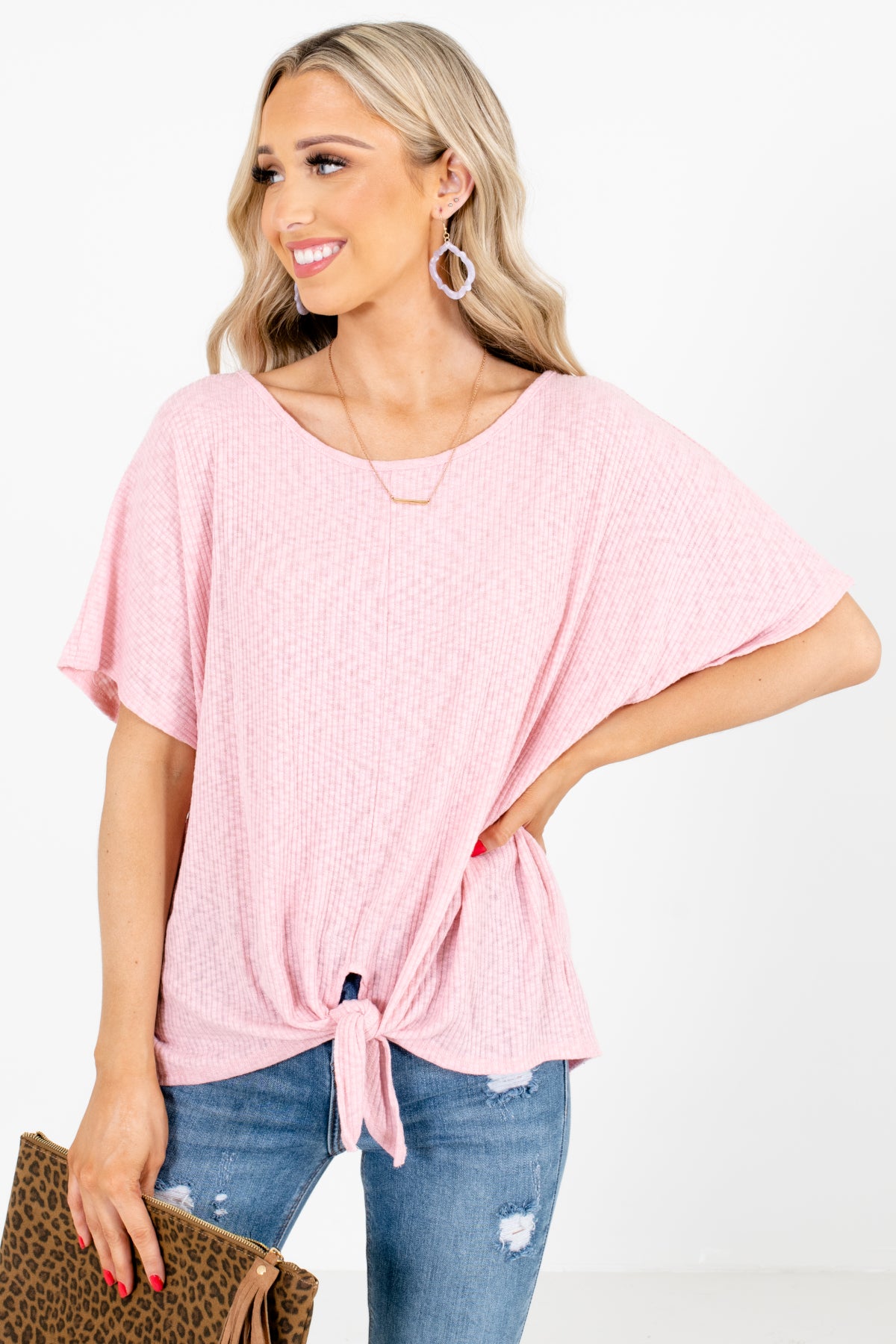 Women's Pink Casual Everyday Boutique Tops