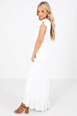 White Waist Tie Detailed Boutique Maxi Dresses for Women