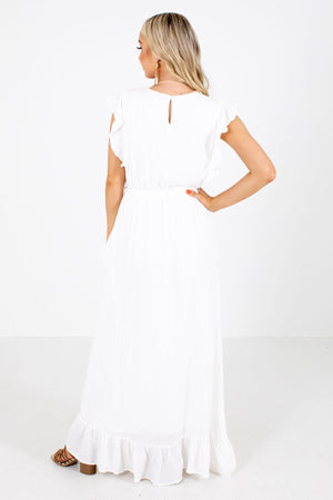 Women's White Keyhole Back Boutique Maxi Dress