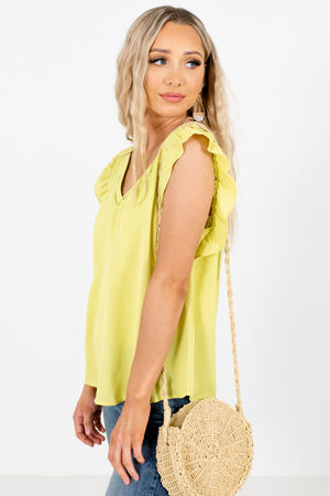 Green Button-Up Back Boutique Blouses for Women