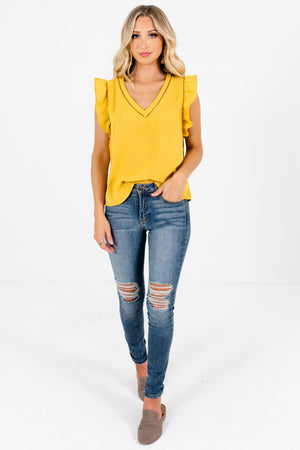 Women's Mustard Yellow Business Casual Boutique Clothing