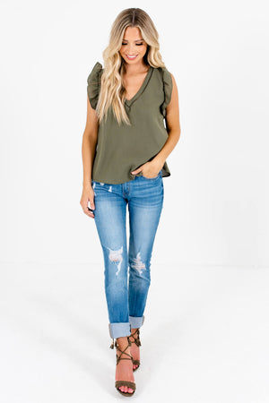 Olive Green Cute and Comfortable Boutique Tank Tops for Women