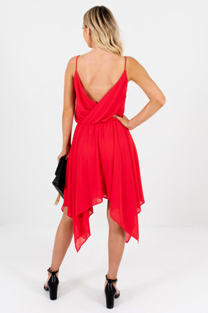 Red Handkerchief Hem Draped Mini Dresses Affordable Online Boutique