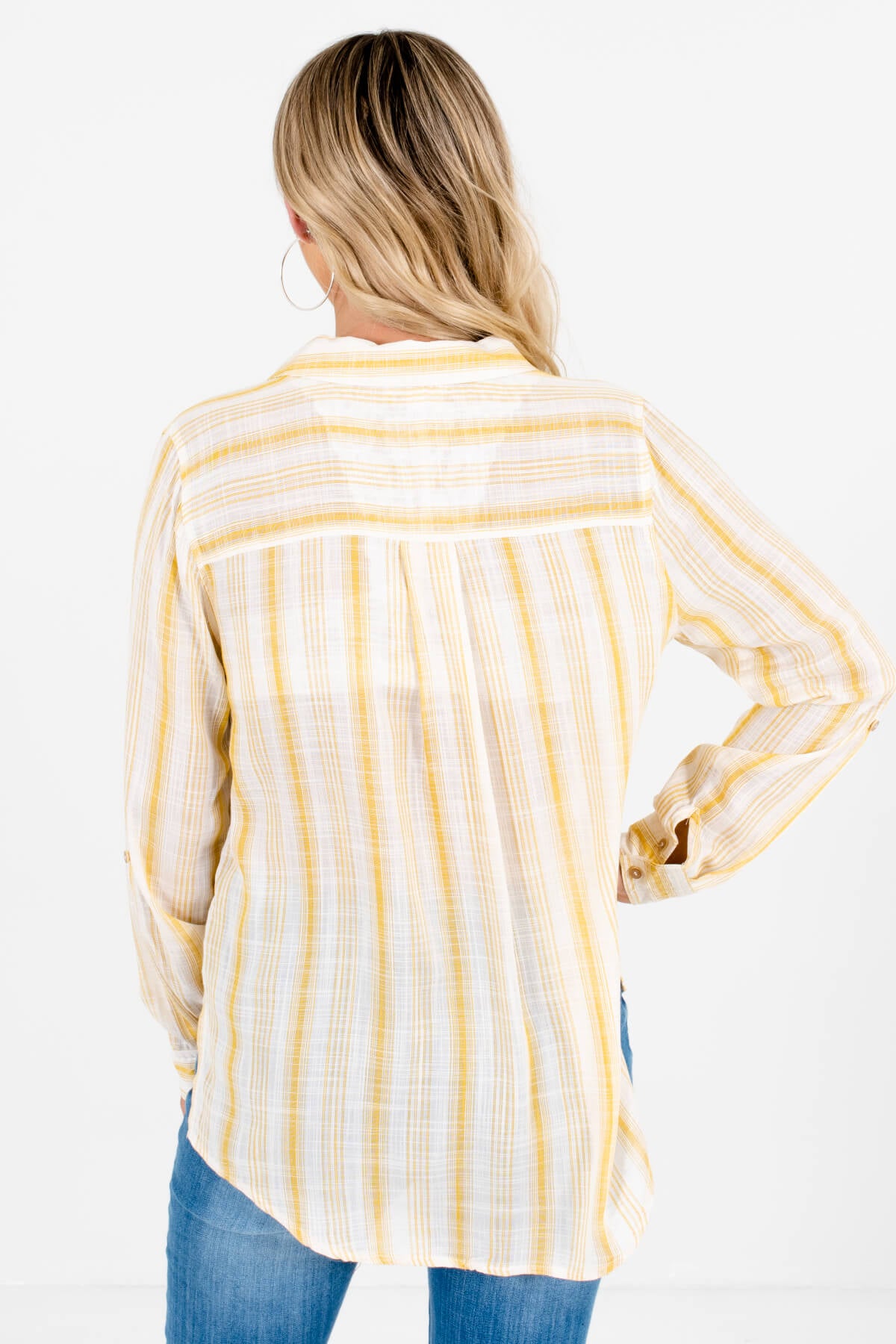 Women's Yellow Button-Up Front Boutique Shirt