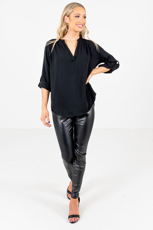 Black Cute and Comfortable Boutique Blouses for Women