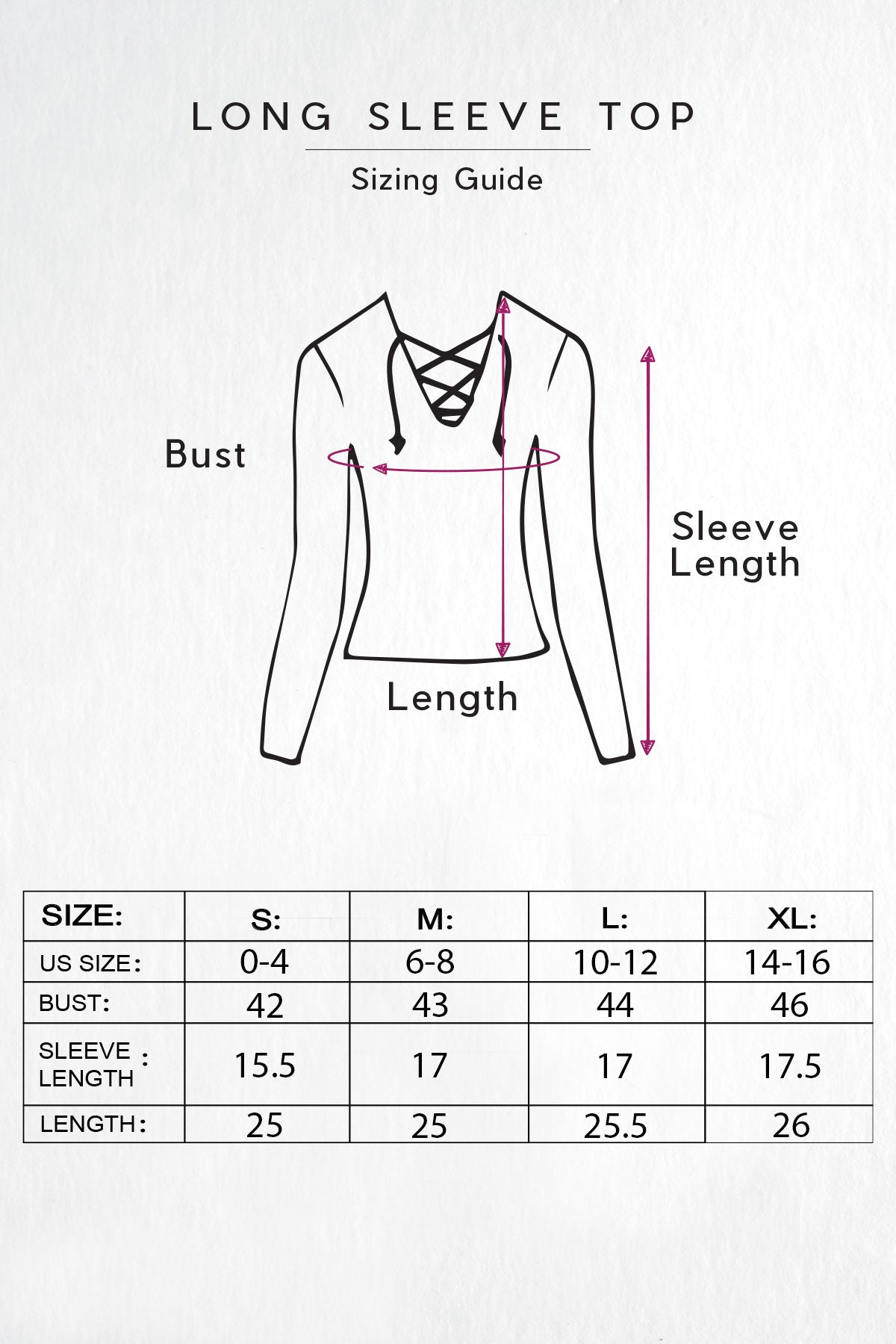 Long Sleeve Top Sizing Guide